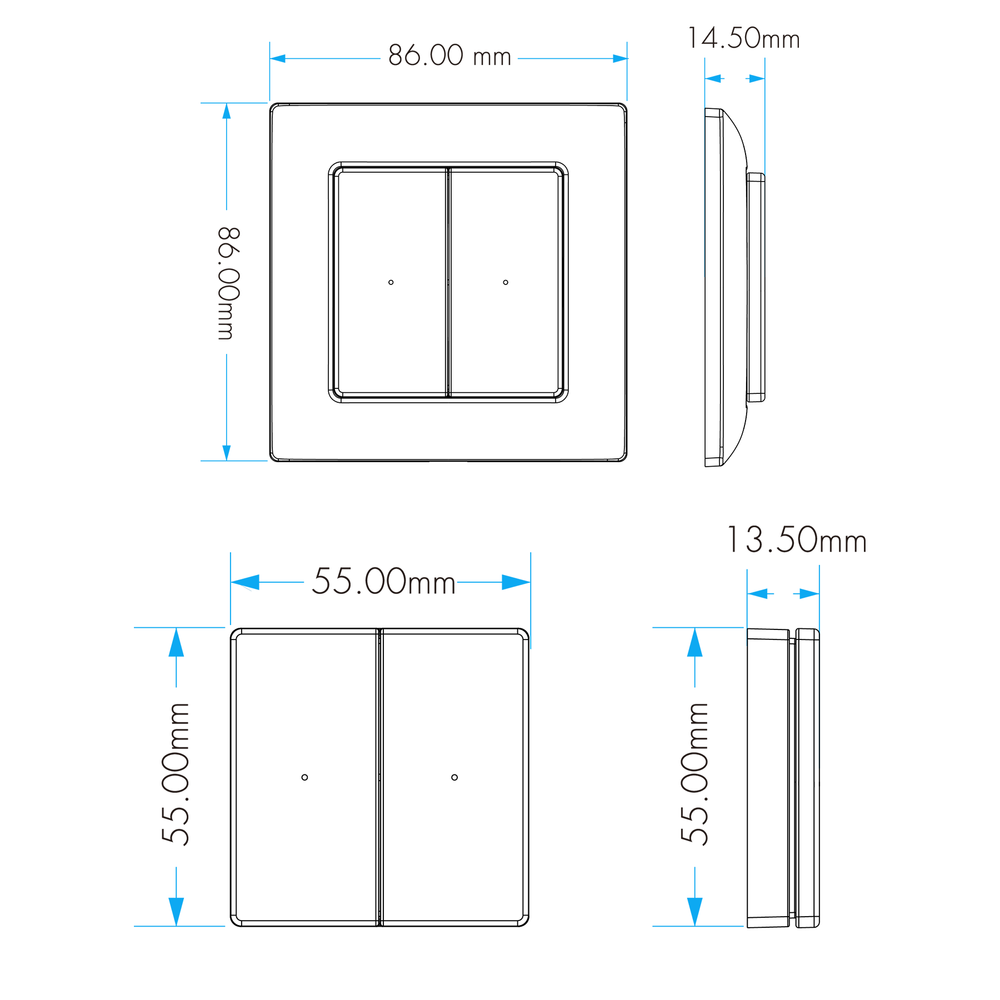 Usmart UPB2-C(F) (Black) - RF Универсальная кнопочная накладная панель ДУ - DIM, CCT, RGB, RGBW, RGB+CCT a010159 фото