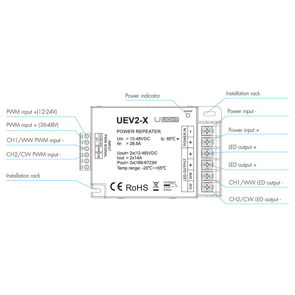 Usmart Repeater UEV2-X - 2-канальный повторитель усилитель постоянного напряжения - CCT a010164 фото