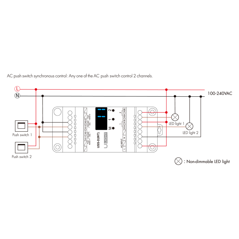 Usmart USS-D(WT) - WiFi+RF+Push Интеллектуальный 2 канальный переключатель AC 100-240V a010166 фото