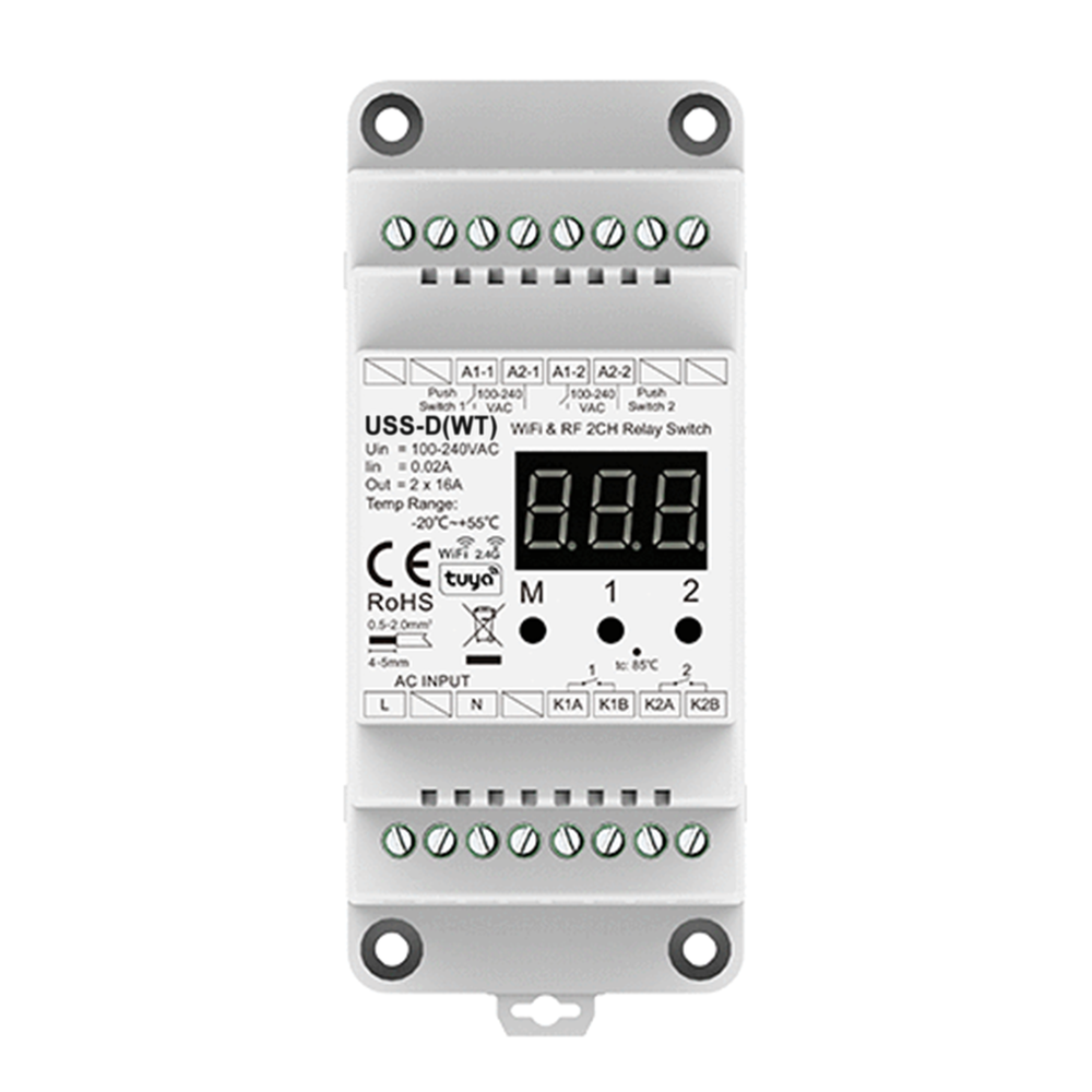 Usmart USS-D(WT) - WiFi+RF+Push Интеллектуальный 2 канальный переключатель AC 100-240V a010166 фото