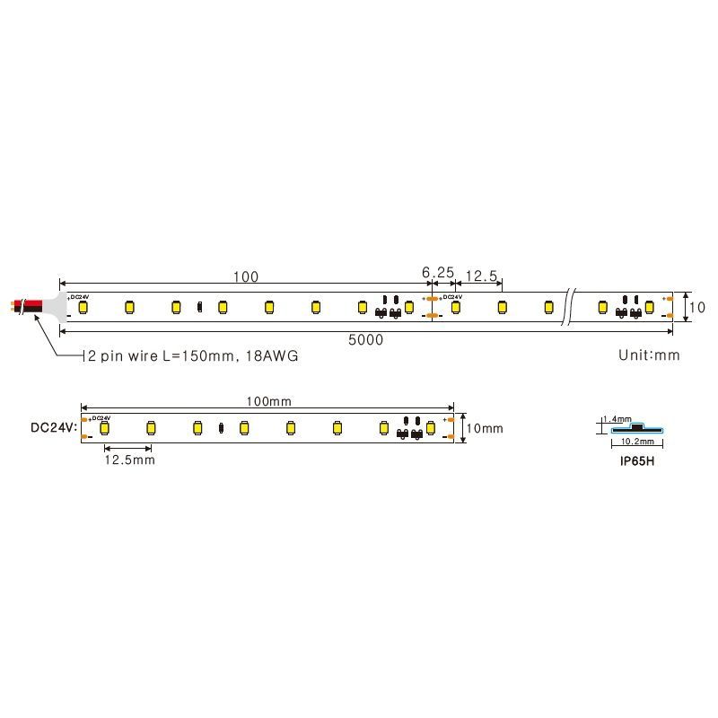 Влагостойкая светодиодная лента Ustrip LED80-H2835-W30-24V-12W-Ra80-IP65H a000044 фото