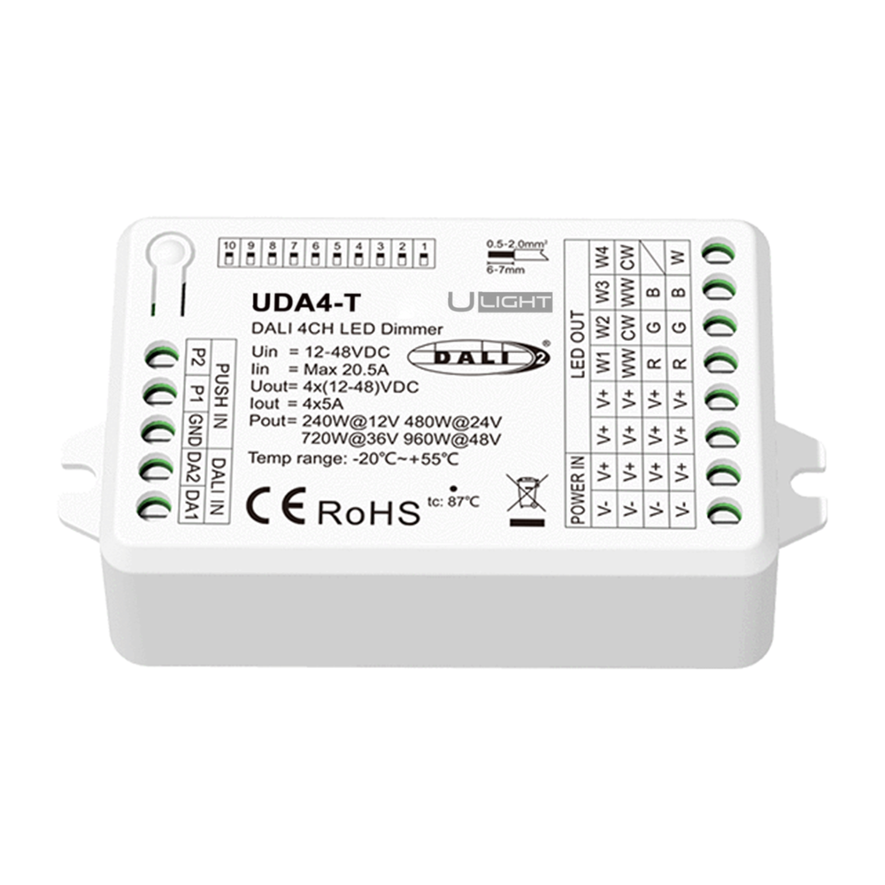 Usmart UDA4-T - DALI+Push Диммер универсальный 1-4 адреса DT6 и DT8-TC - DIM, CCT, RGB, RGBW a010169 фото