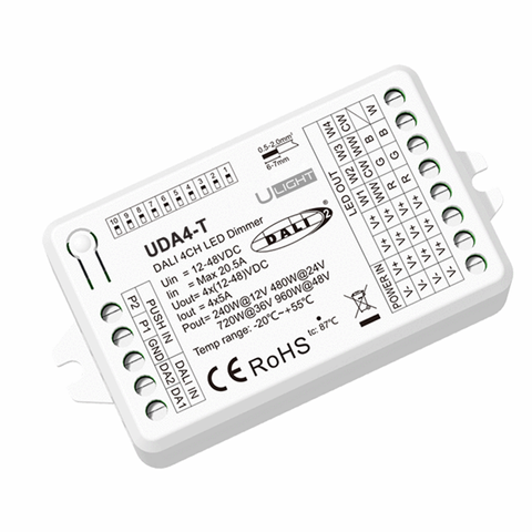 Usmart UDA4-T - DALI+Push Диммер универсальный 1-4 адреса DT6 и DT8-TC - DIM, CCT, RGB, RGBW a010169 фото