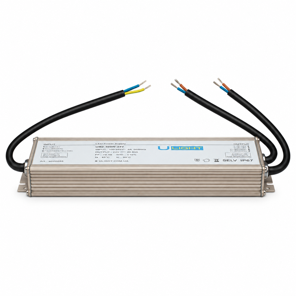 Upower UMZ-500W-24V - Вологозахищений блок живлення IP67 24В 500Вт a020055 фото