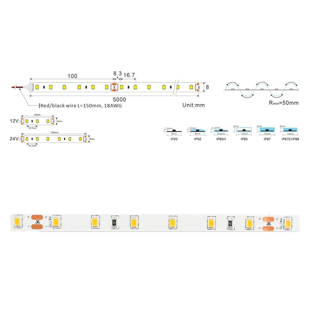 Световая лента Ustrip LED60-2835-W40-24V-12W дневной белый a000008 фото