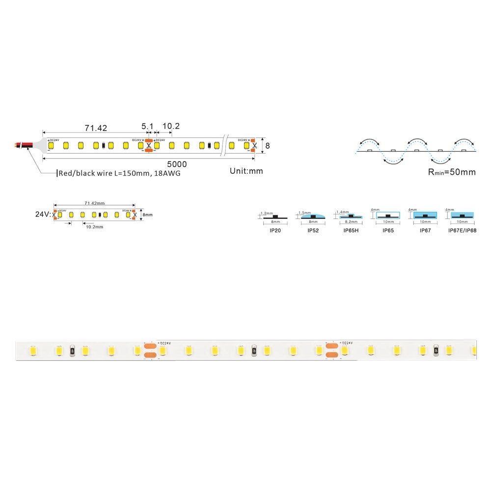 Световая лента Ustrip LED98-2835-W40-24V-10W дневной белый a000010 фото