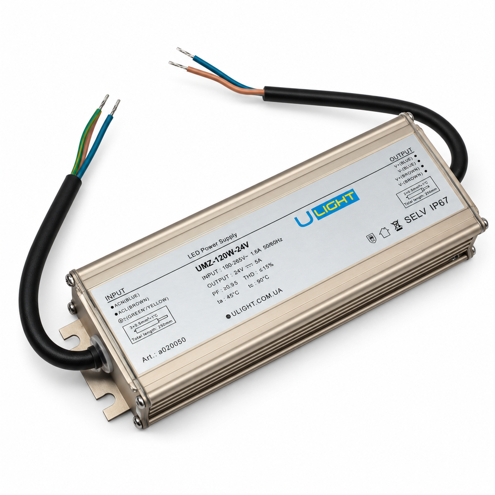 Upower UMZ-120W-24V - Вологозахищений блок живлення IP67 24В 120Вт a020050 фото