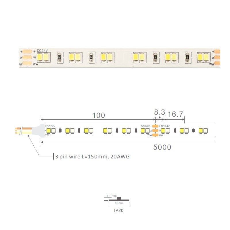 Мультибелая светодиодная лента Ustrip LED120-2835-TW-24V-24W MIX a000072 фото